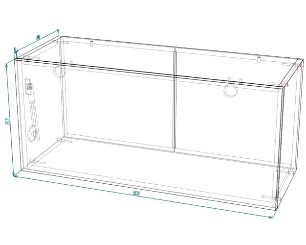 Барселона ШВГС 800 Шкаф верхний горизонтальный со стеклом (Голубой тик/корпус Белый)