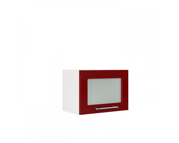 Олива глянец ШВГС 500 Шкаф верхний горизонтальный со стеклом (Белый глянец/корпус Венге)