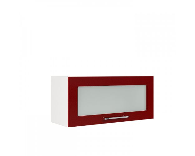 Олива глянец ШВГС 800 Шкаф верхний горизонтальный со стеклом (Белый глянец/корпус Белый)