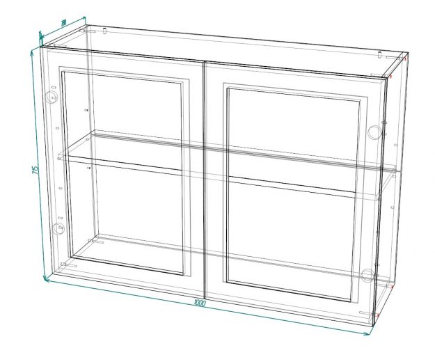 Кёльн ШВС 1000 Шкаф верхний со стеклом (Софт даймонд/корпус Белый)