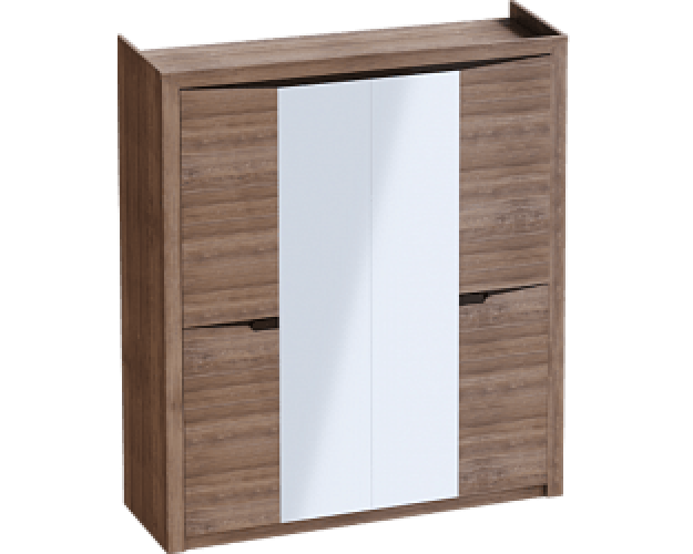 Шкаф четырехдверный Соренто с комплектом полок (3 шт)Дуб стирлинг/Кофе структурный матовый