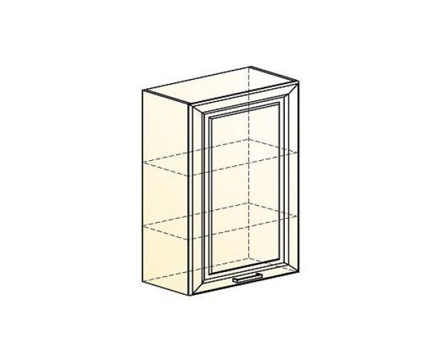Атланта Шкаф навесной L600 Н900 (1 дв. гл.) (эмаль) (Белый/Сливки патина платина)