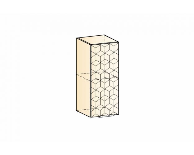 Стоун Шкаф навесной L300 Н720 (1 дв. гл.) с фрезеровкой (белый/изумруд софттач)