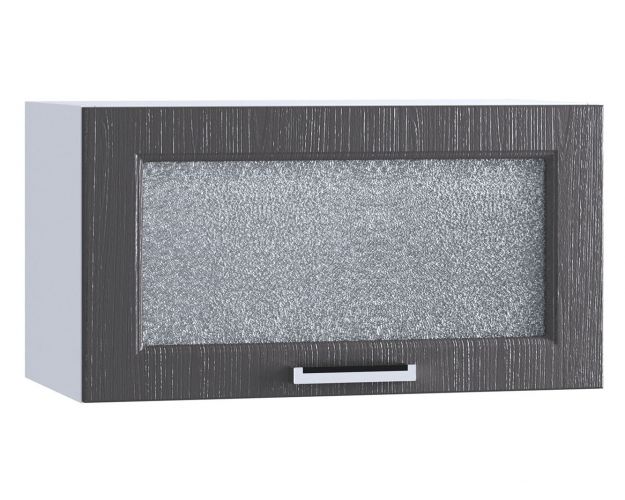 Шкаф верхний горизонтальный со стеклом 600, ШВГС 600 (Клен серый/корпус белый)