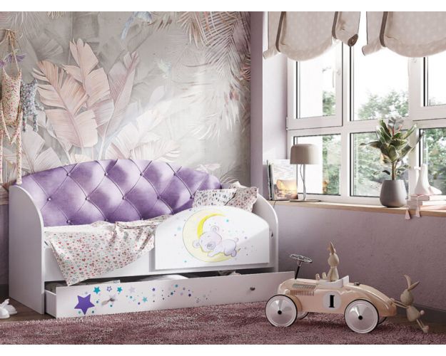 Кровать детская Звездочка Белый/Фиолетовый