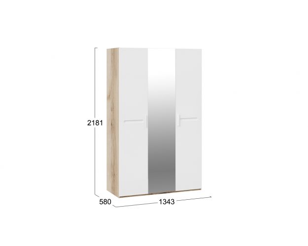 Шкаф комбинированный с 3-мя дверями «Фьюжн» Дуб делано/Белый глянец