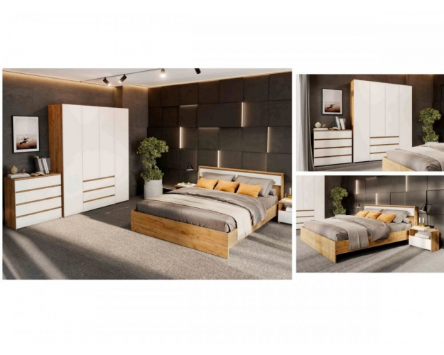 Шкаф трехстворчатый комбинированный Некст 1 дуб золотой / белый